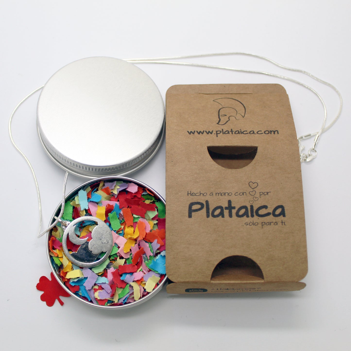 Colgante reversible de plata 925 Luna y Nubes