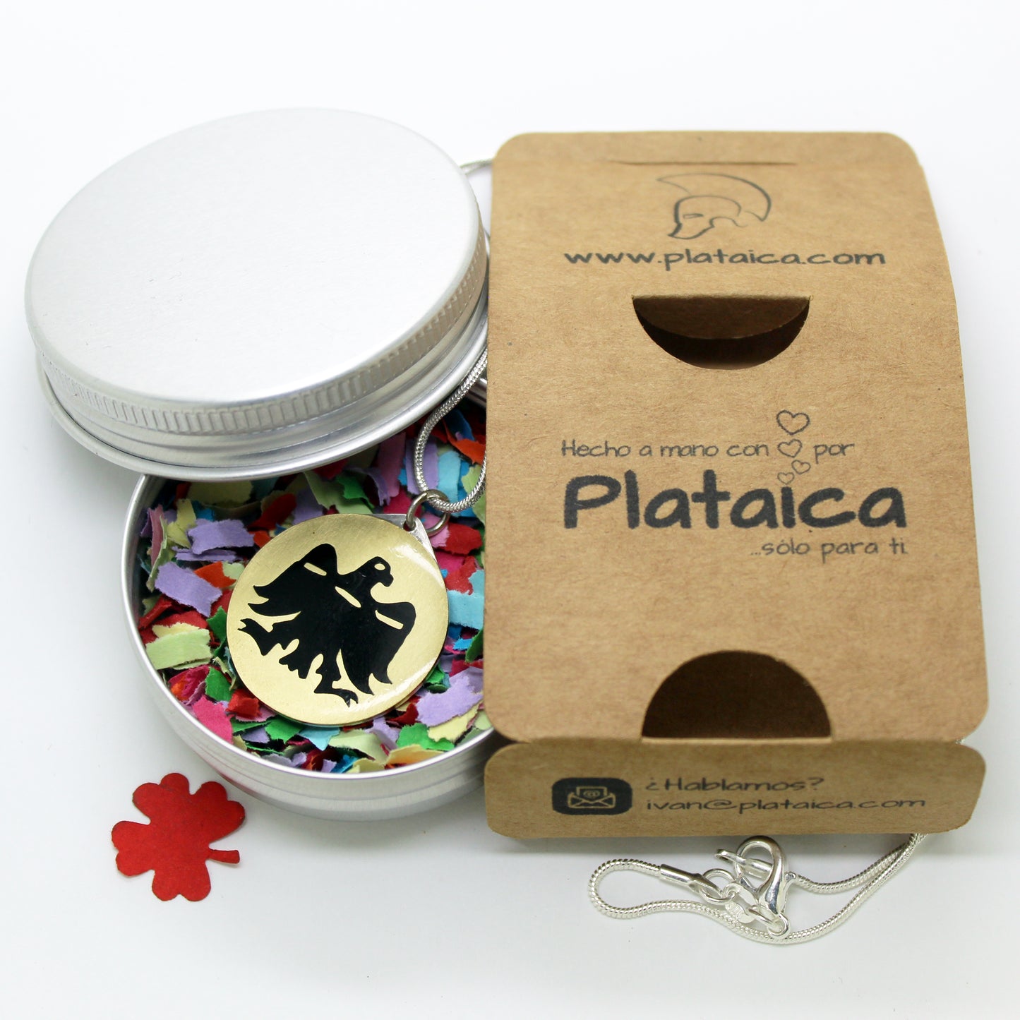 Colgante Arrano Beltza en latón y plata 925