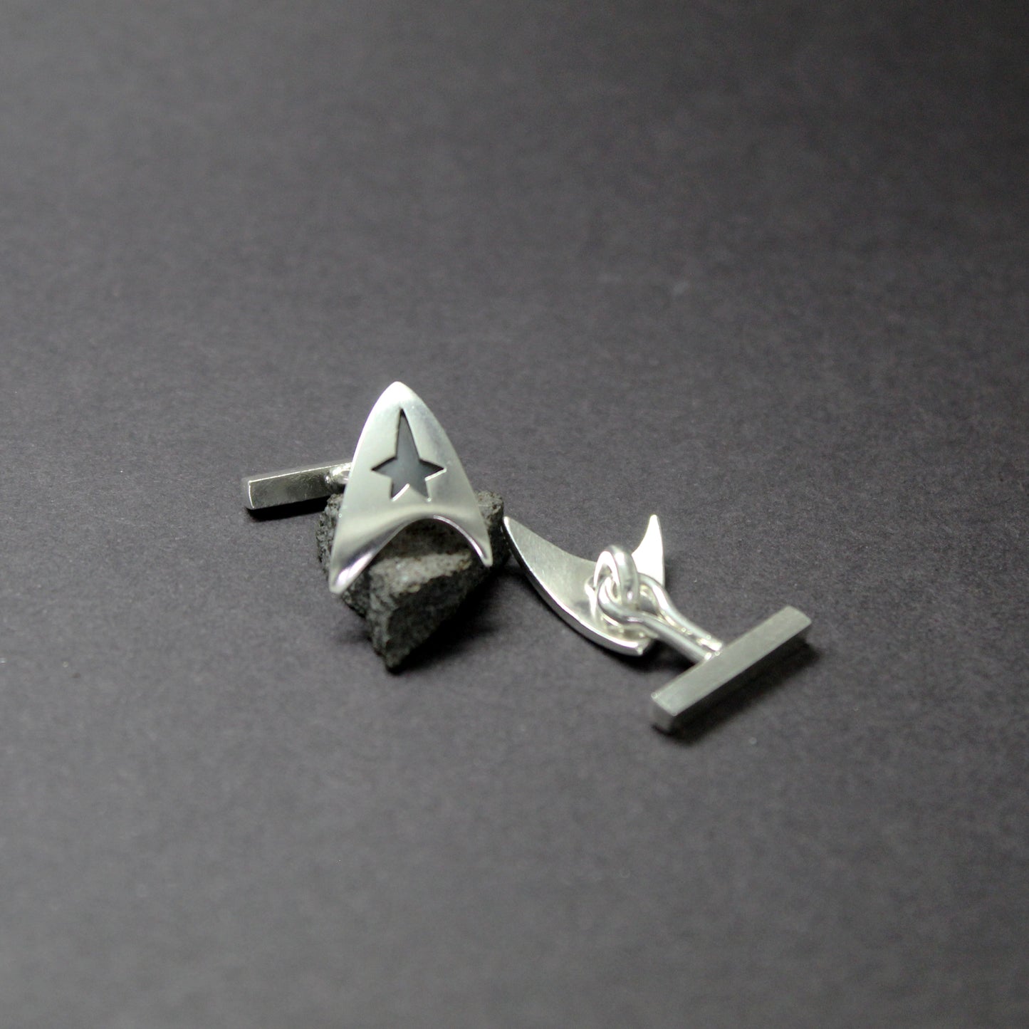 Insignia Delta de la Flota Estelar, Star Trek gemelos en plata 925