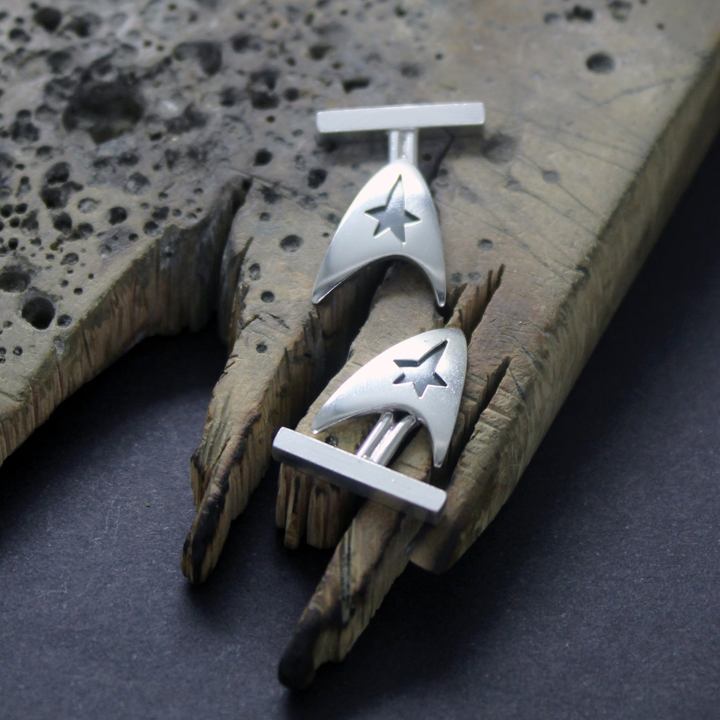 Insignia Delta de la Flota Estelar, Star Trek gemelos en plata 925