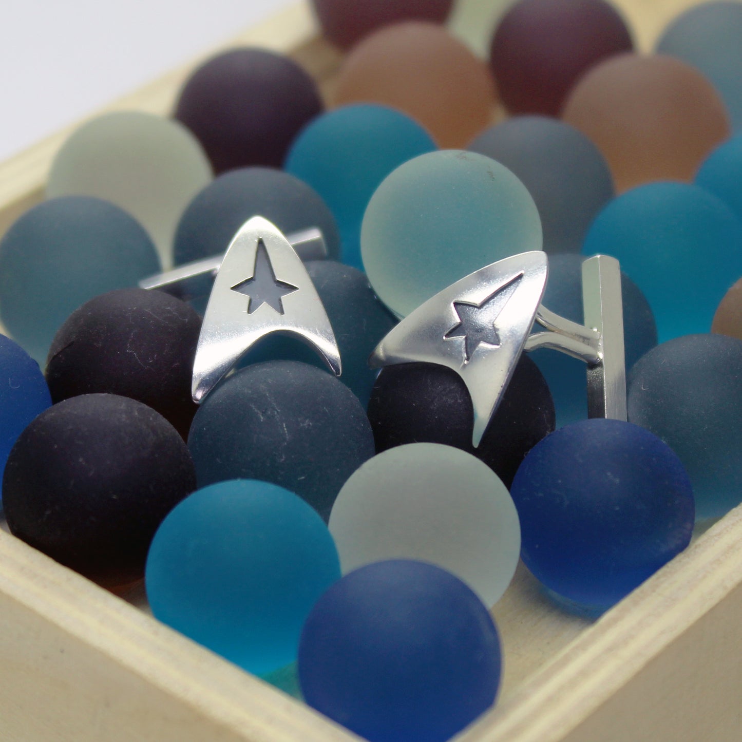 Insignia Delta de la Flota Estelar, Star Trek gemelos en plata 925