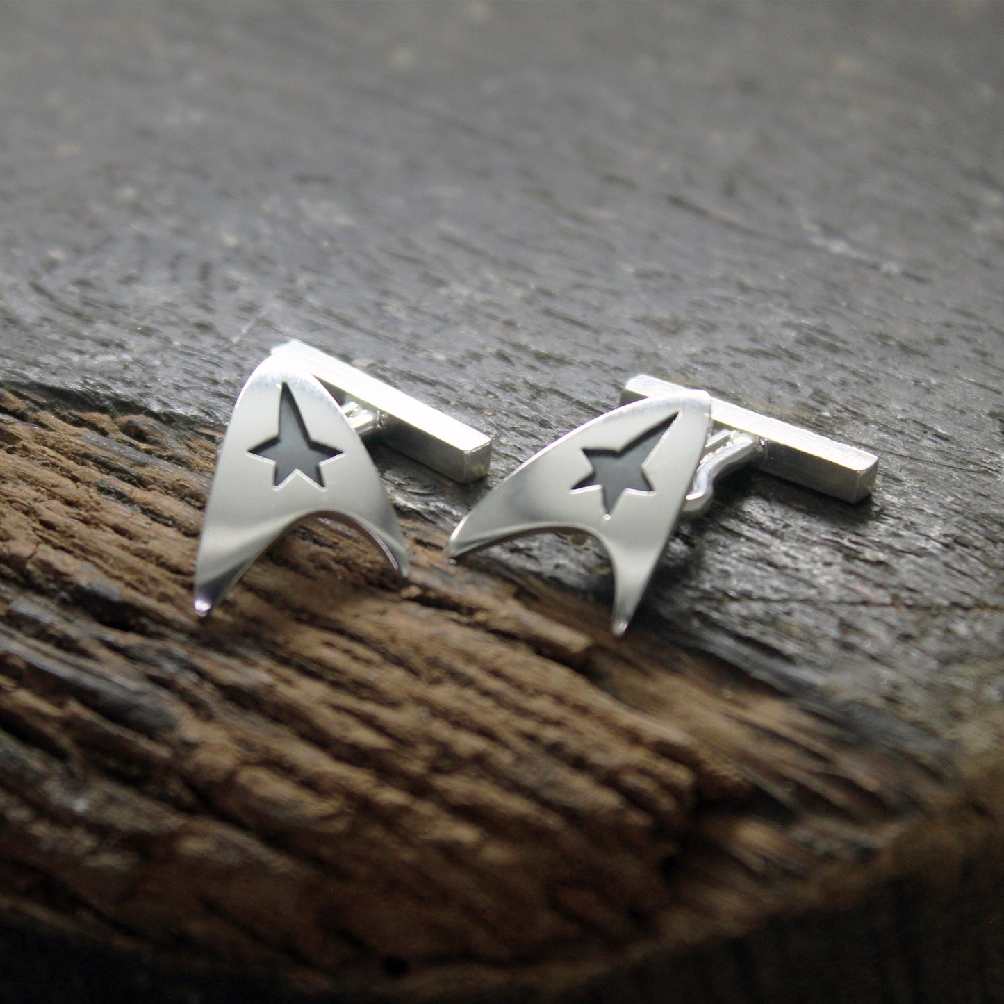 Insignia Delta de la Flota Estelar, Star Trek gemelos en plata 925