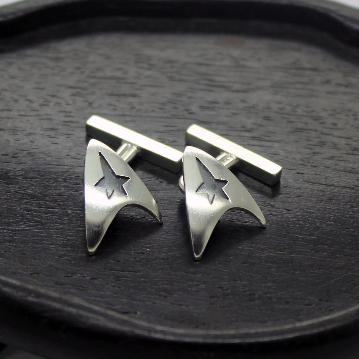 Insignia Delta de la Flota Estelar, Star Trek gemelos en plata 925