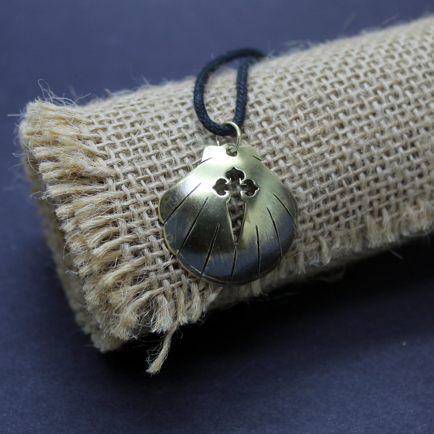 Shell of the Camino de Santiago with Cross of Santiago, brass pendant
