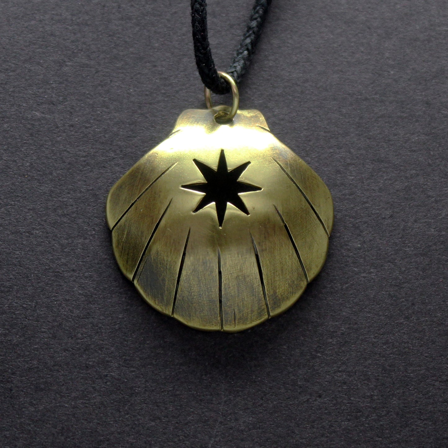 Shell of the Camino de Santiago with Lizarra Star, brass pendant