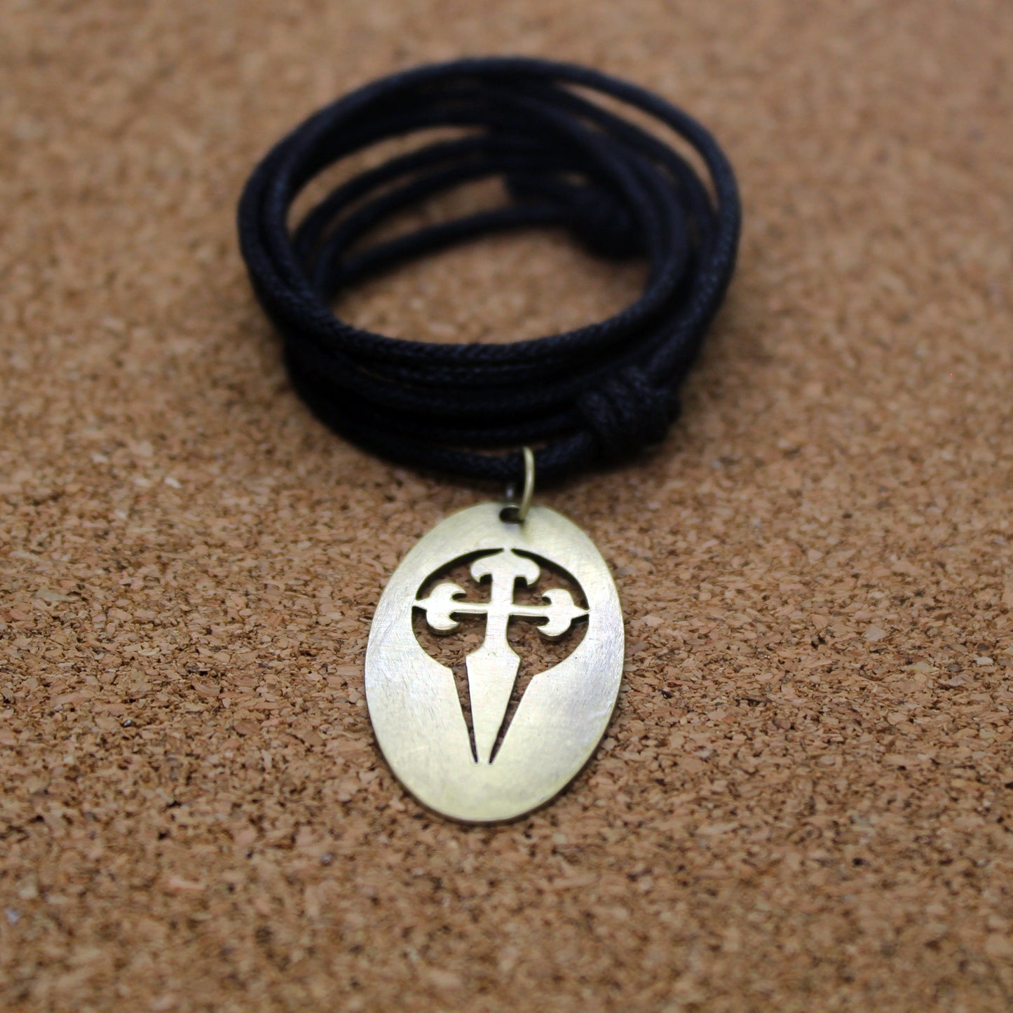 Oval medal with Cross of Santiago, brass pendant