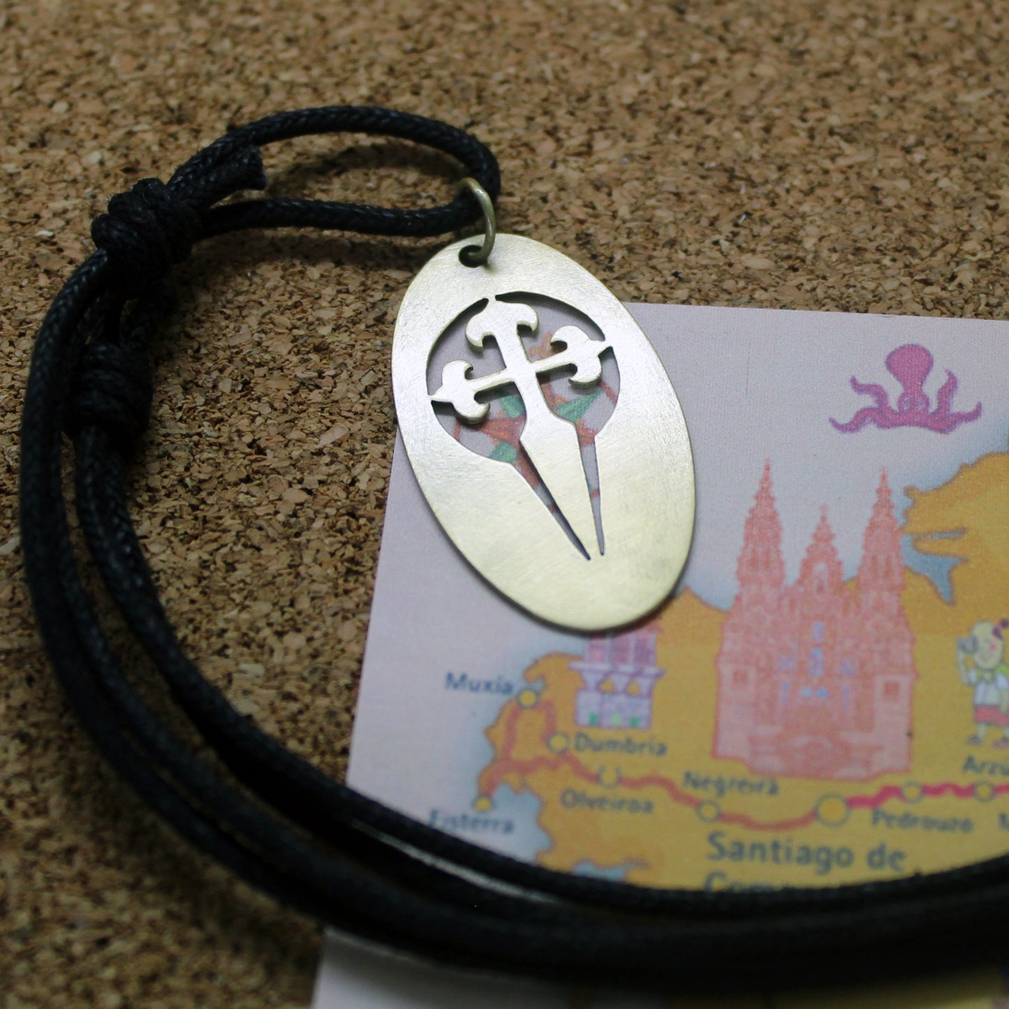 Oval medal with Cross of Santiago, brass pendant