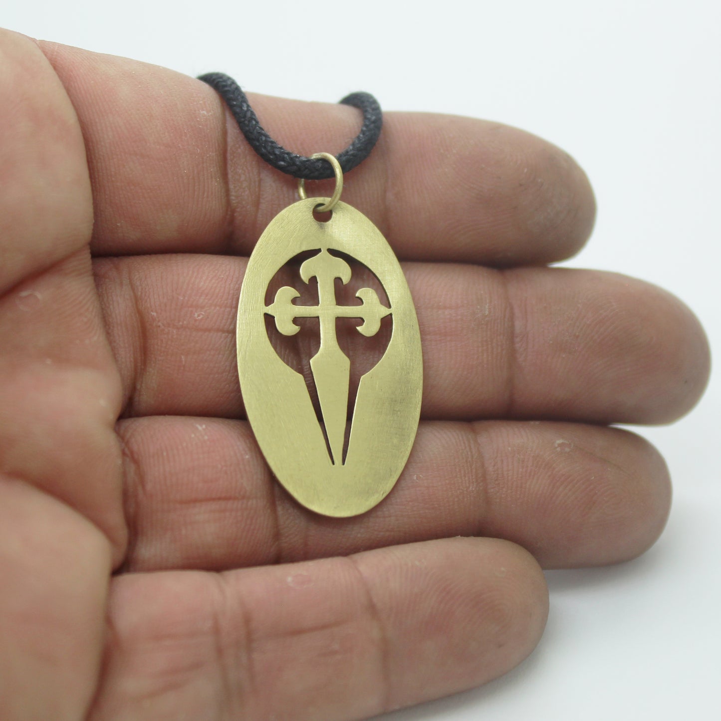 Oval medal with Cross of Santiago, brass pendant