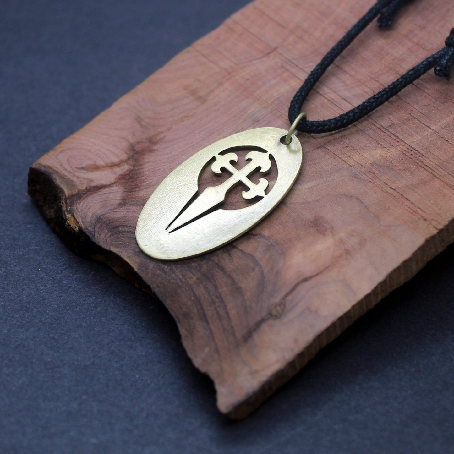Oval medal with Cross of Santiago, brass pendant