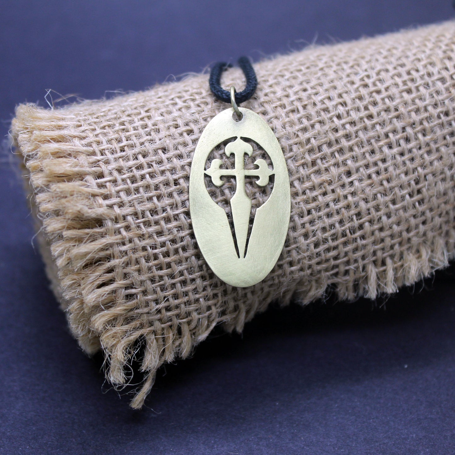 Oval medal with Cross of Santiago, brass pendant