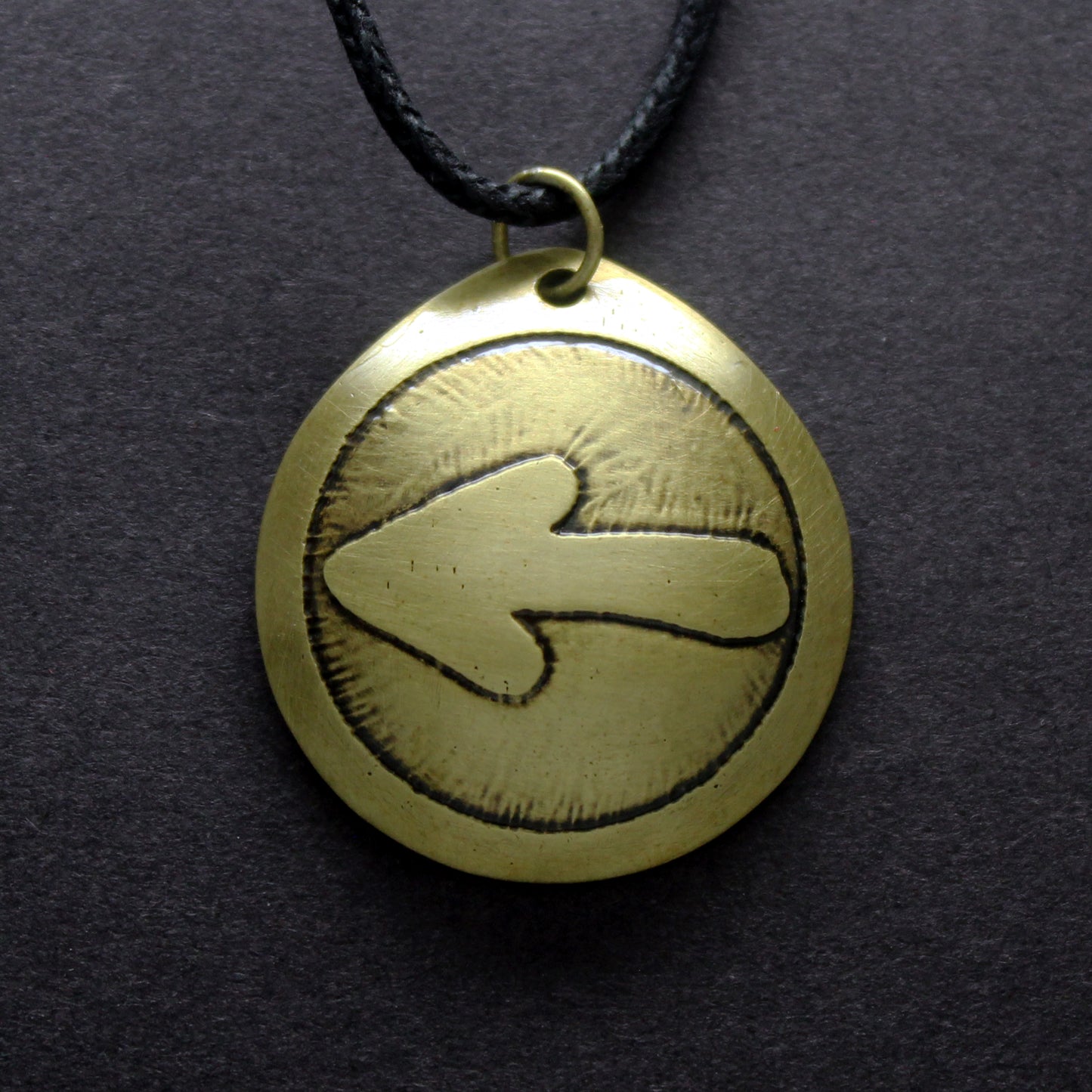 Arrow of the Camino de Santiago, brass pendant