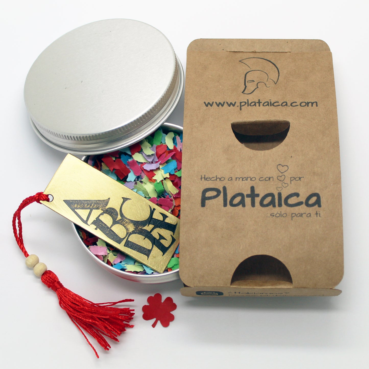 Marcapáginas de latón con grabado de letras