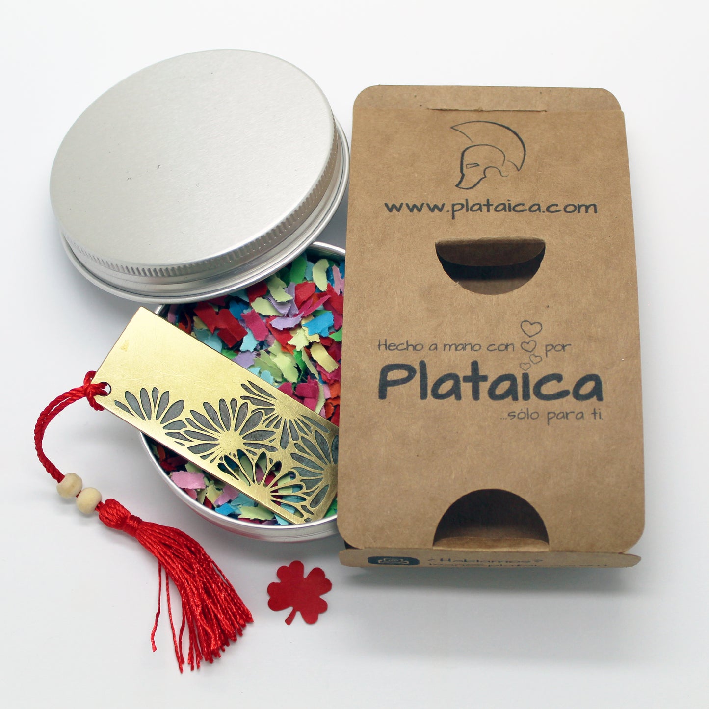 Marcapáginas de latón con grabado de margaritas