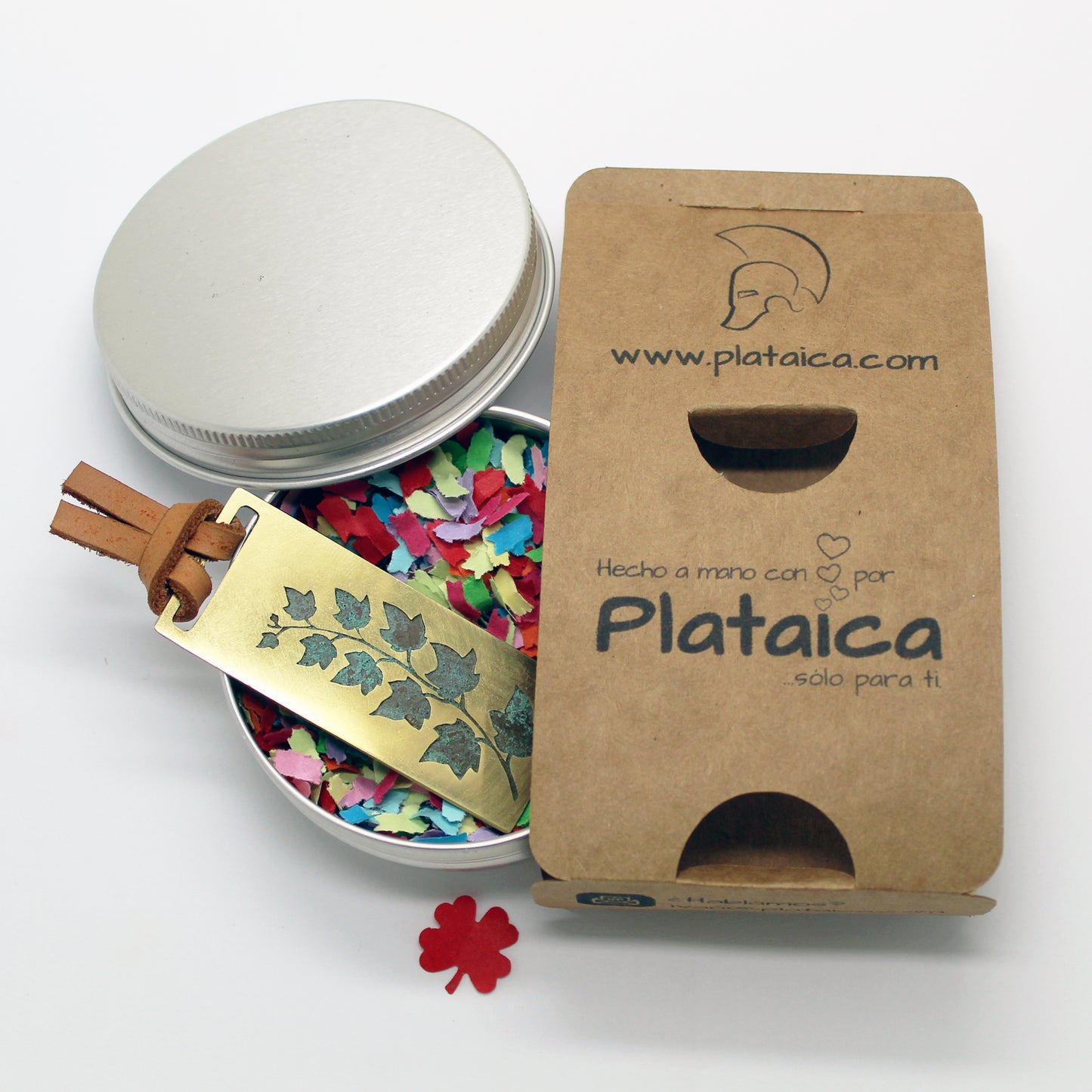 Marcapáginas de latón con grabado de hiedras