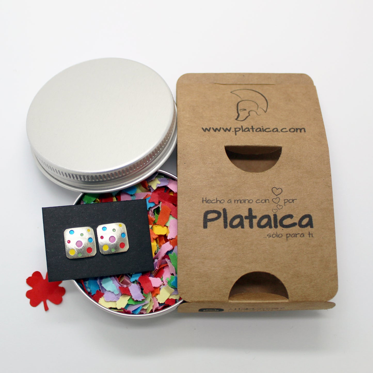 Pendientes cuadrados con colores en plata 925