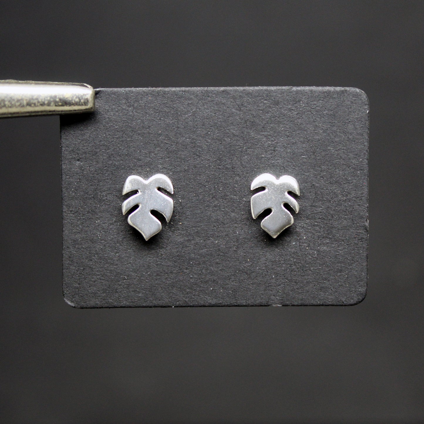 Pendientes MINI hojas de Monstera Deliciosa o Costilla de Adán en plata 925