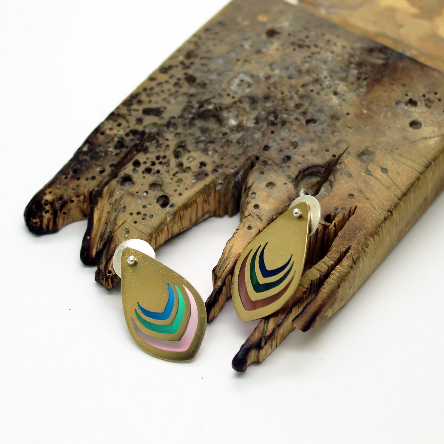 Pendientes lágrima multicolor en plata 925 y latón