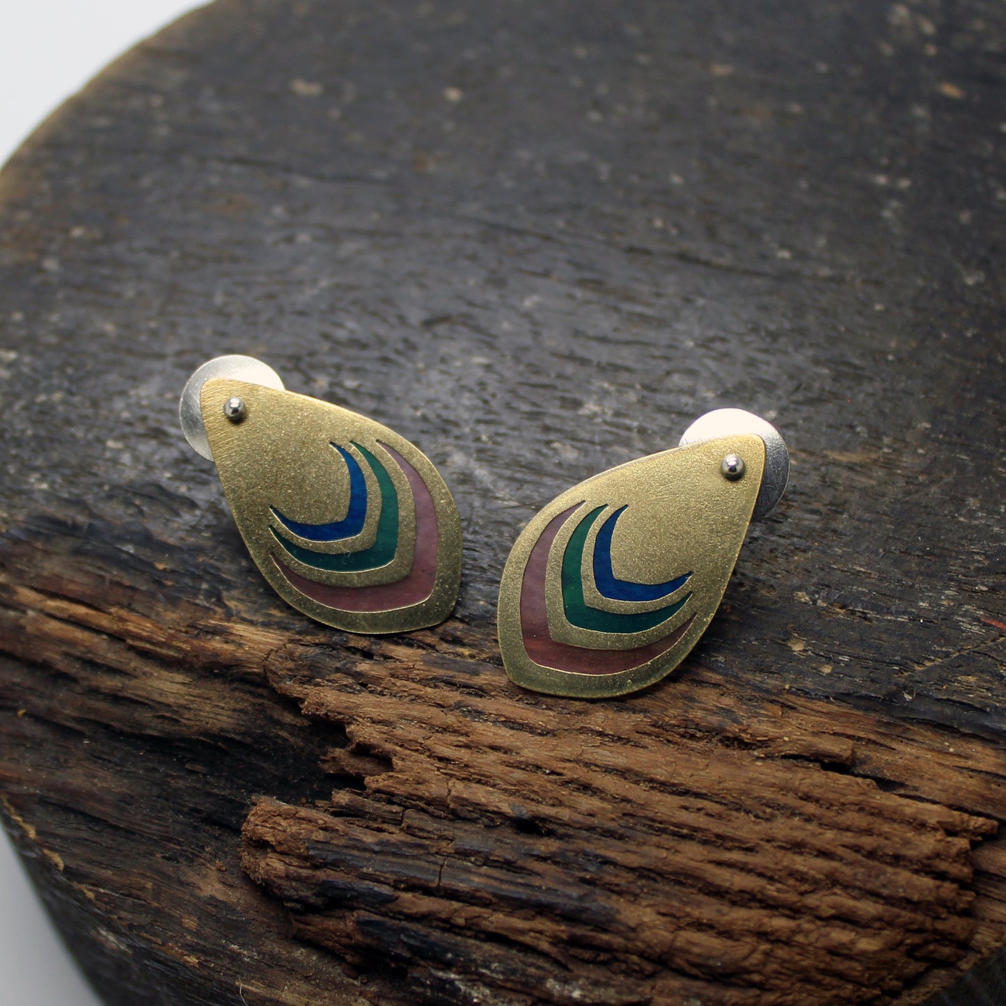 Pendientes lágrima multicolor en plata 925 y latón