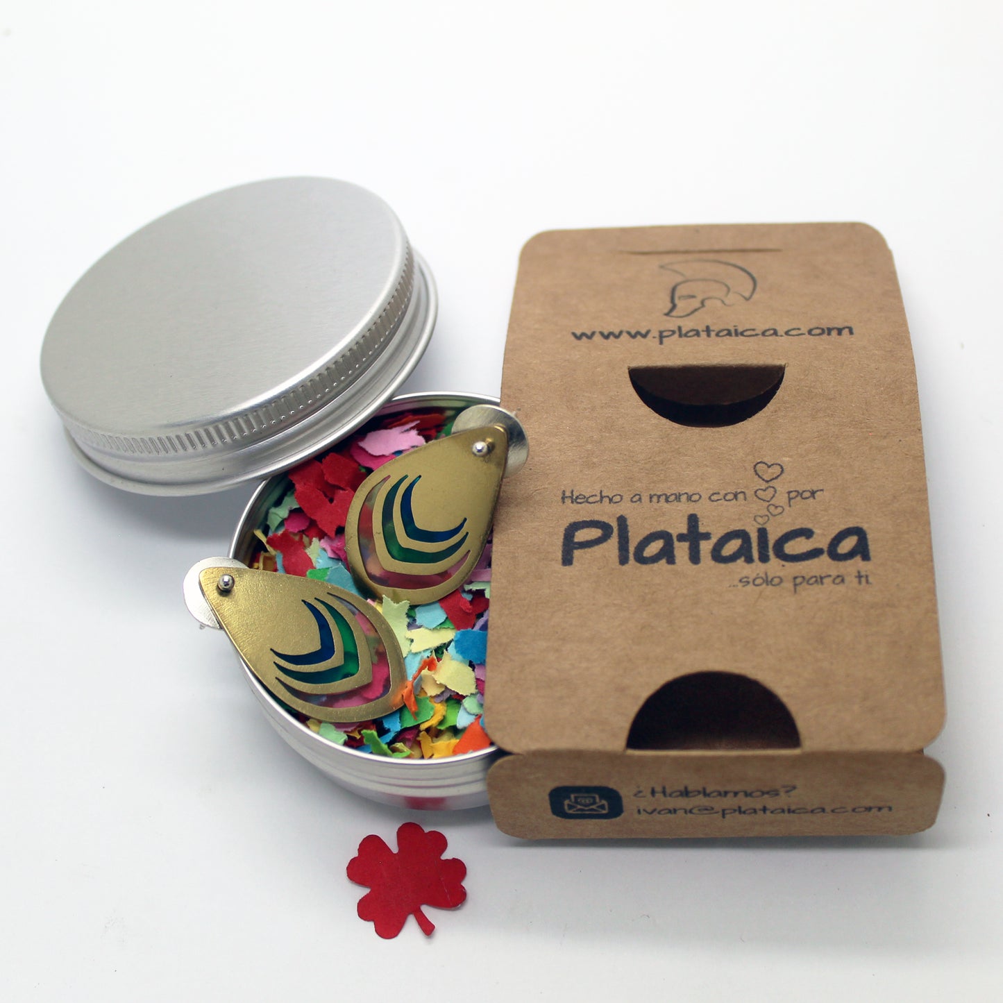 Pendientes lágrima multicolor en plata 925 y latón