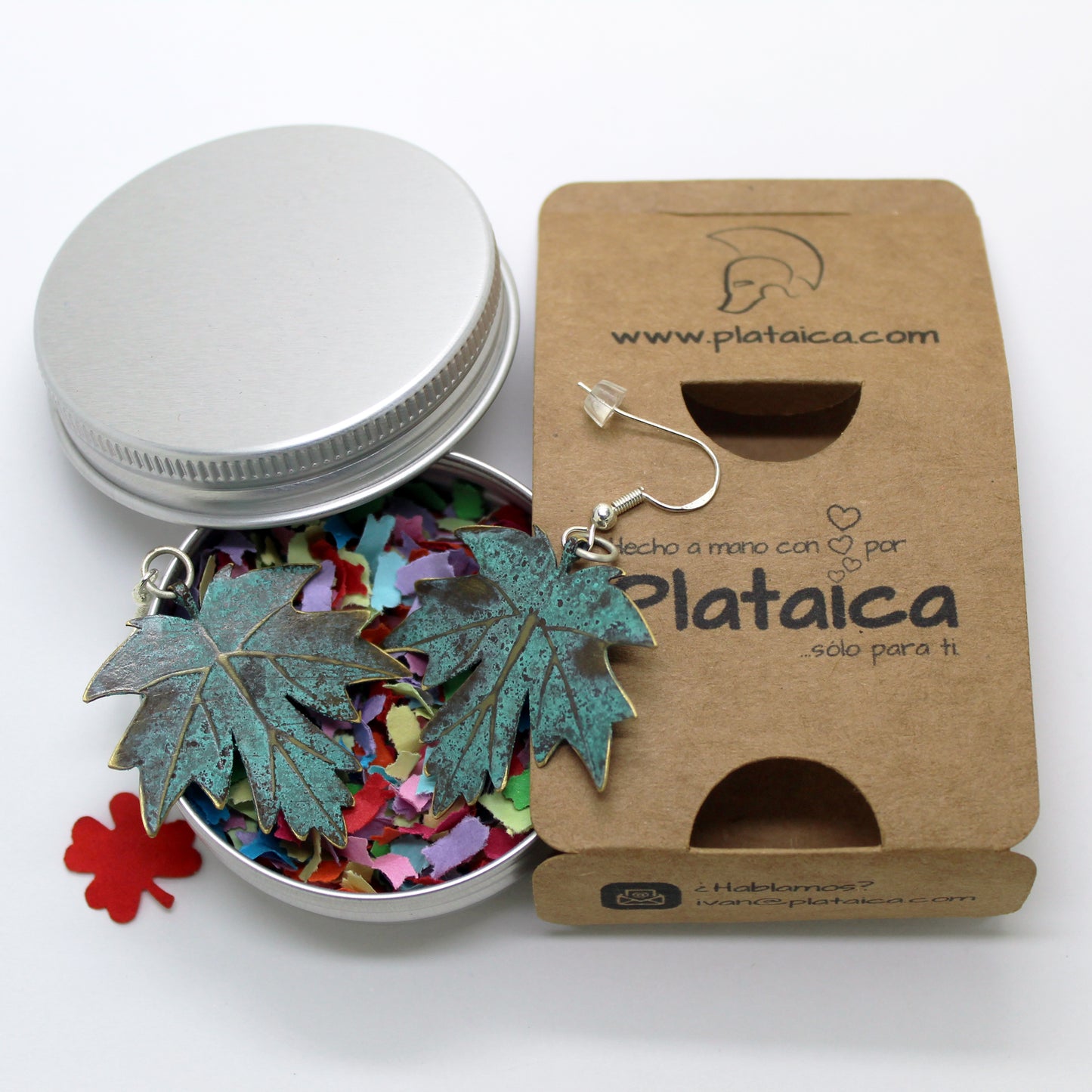 Hojas de arce pendientes en latón y plata 925