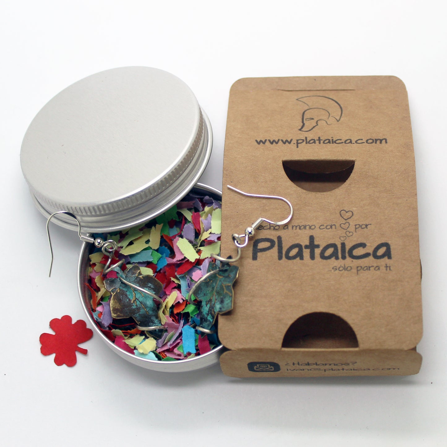 Hojas de hiedra pendientes en latón y plata 925