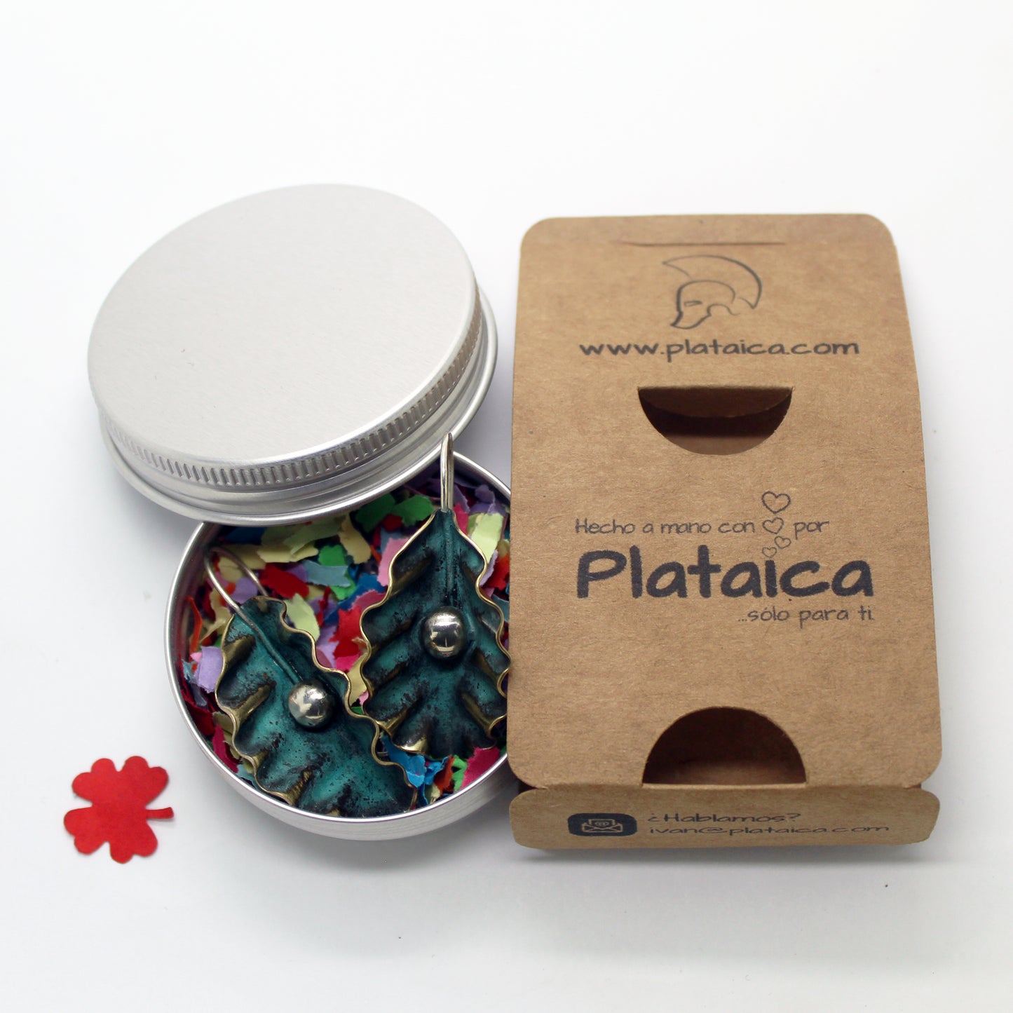 Pendientes Hoja Ondulada de latón y plata 925