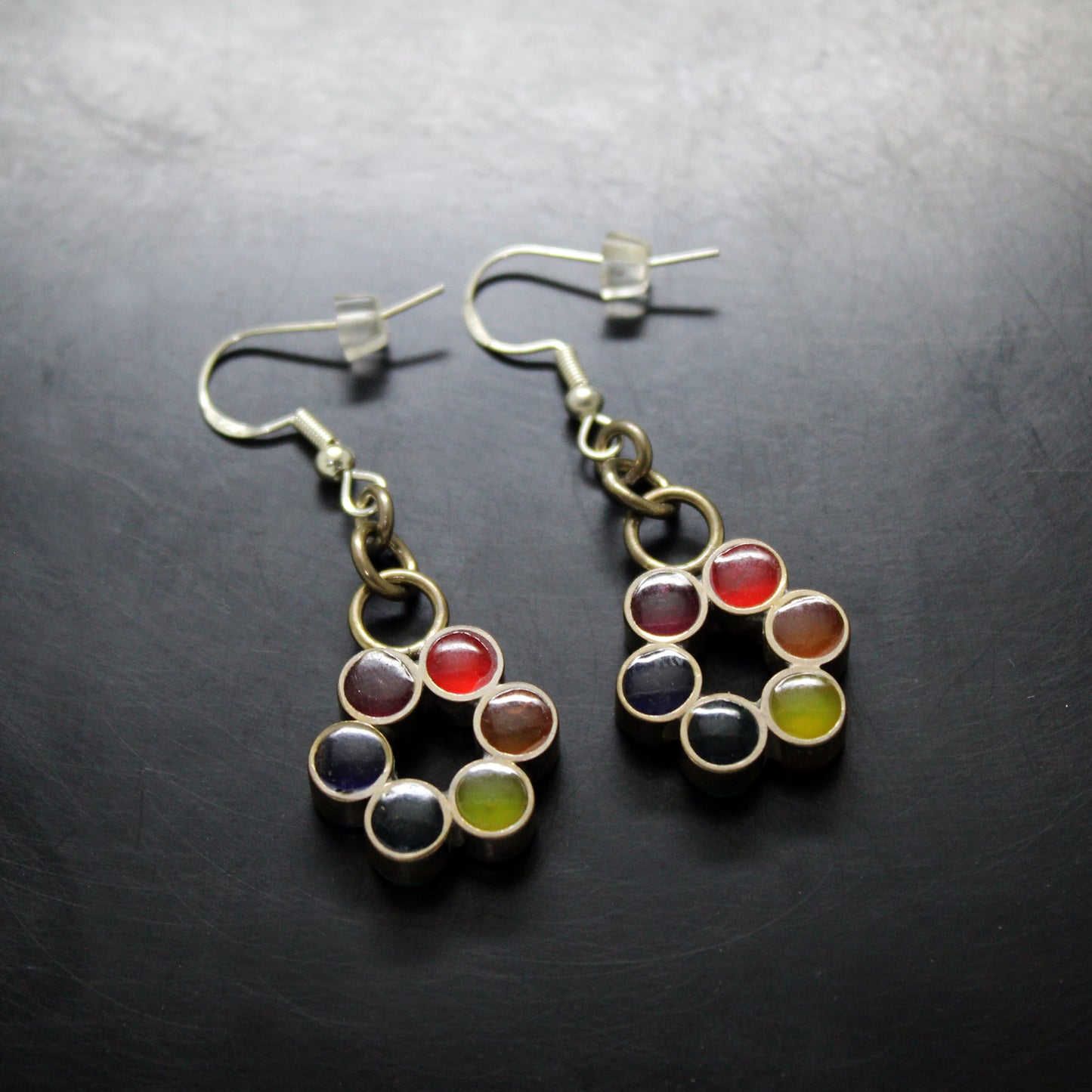 Pendientes "Grafito Multicolor" de latón y plata 925