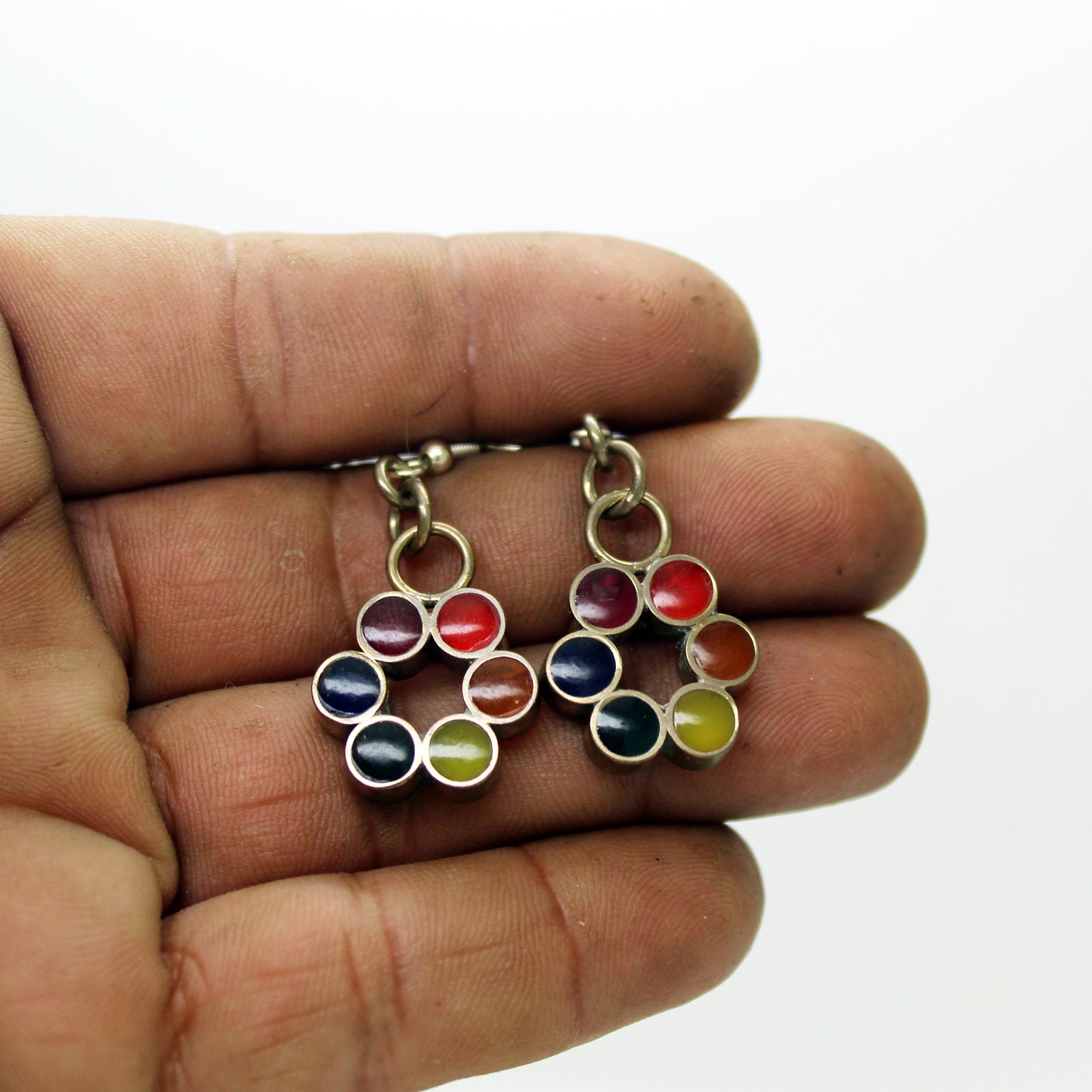 Pendientes "Grafito Multicolor" de latón y plata 925