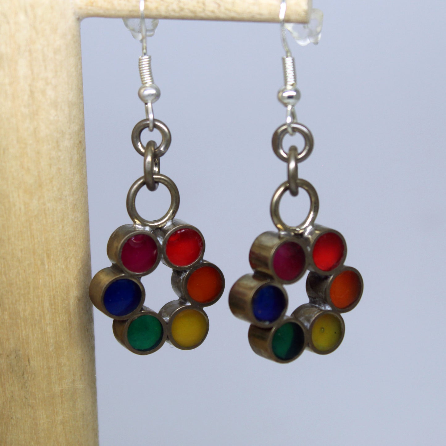 Pendientes "Grafito Multicolor" de latón y plata 925