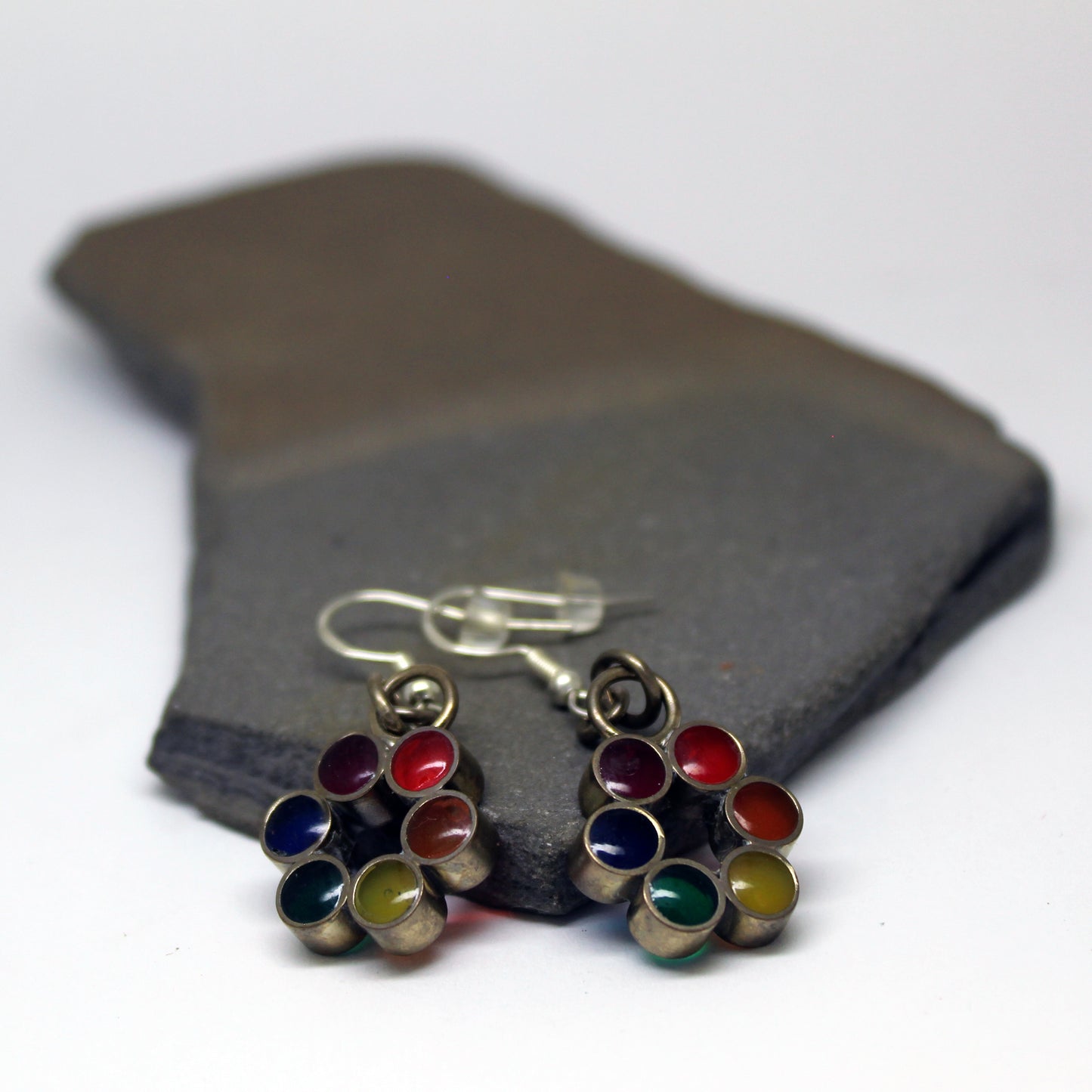 Pendientes "Grafito Multicolor" de latón y plata 925