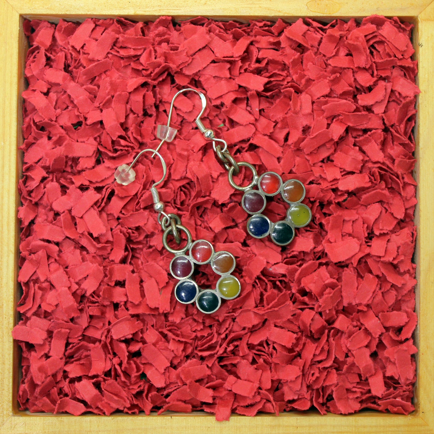 Pendientes "Grafito Multicolor" de latón y plata 925