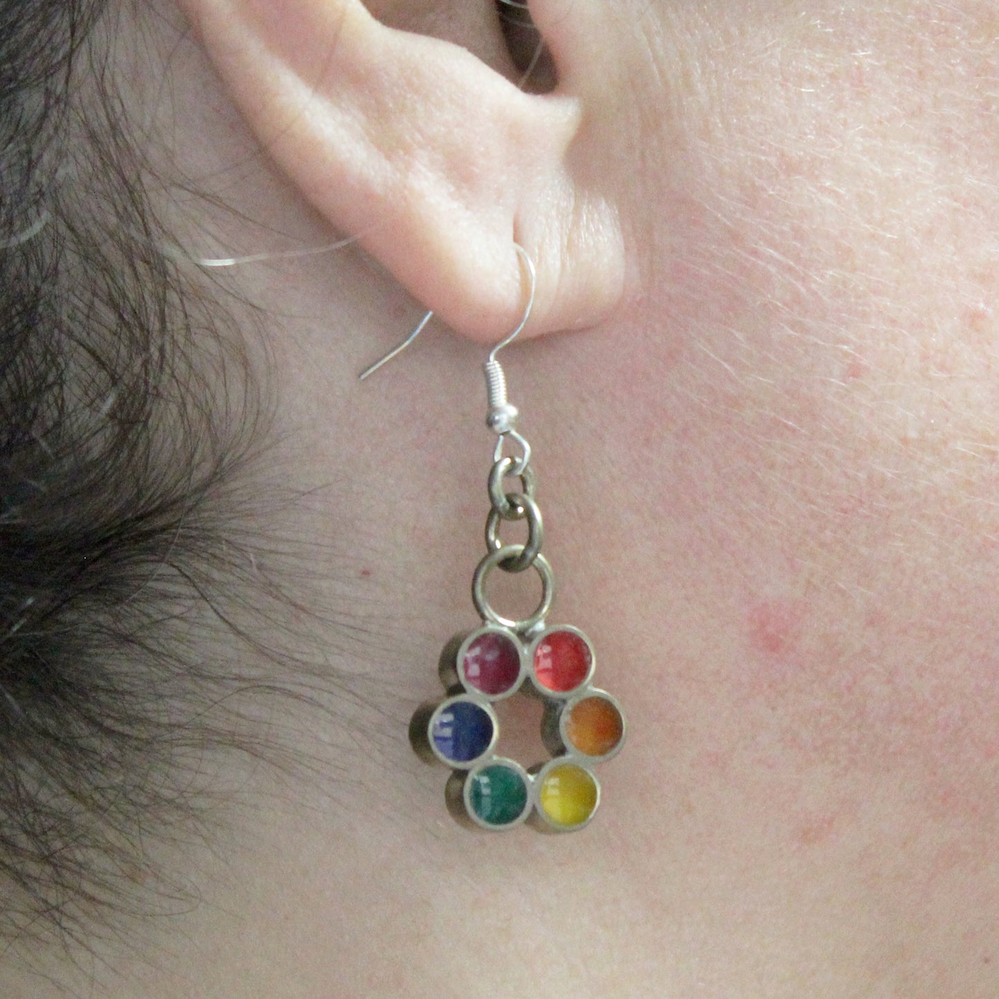 Pendientes "Grafito Multicolor" de latón y plata 925