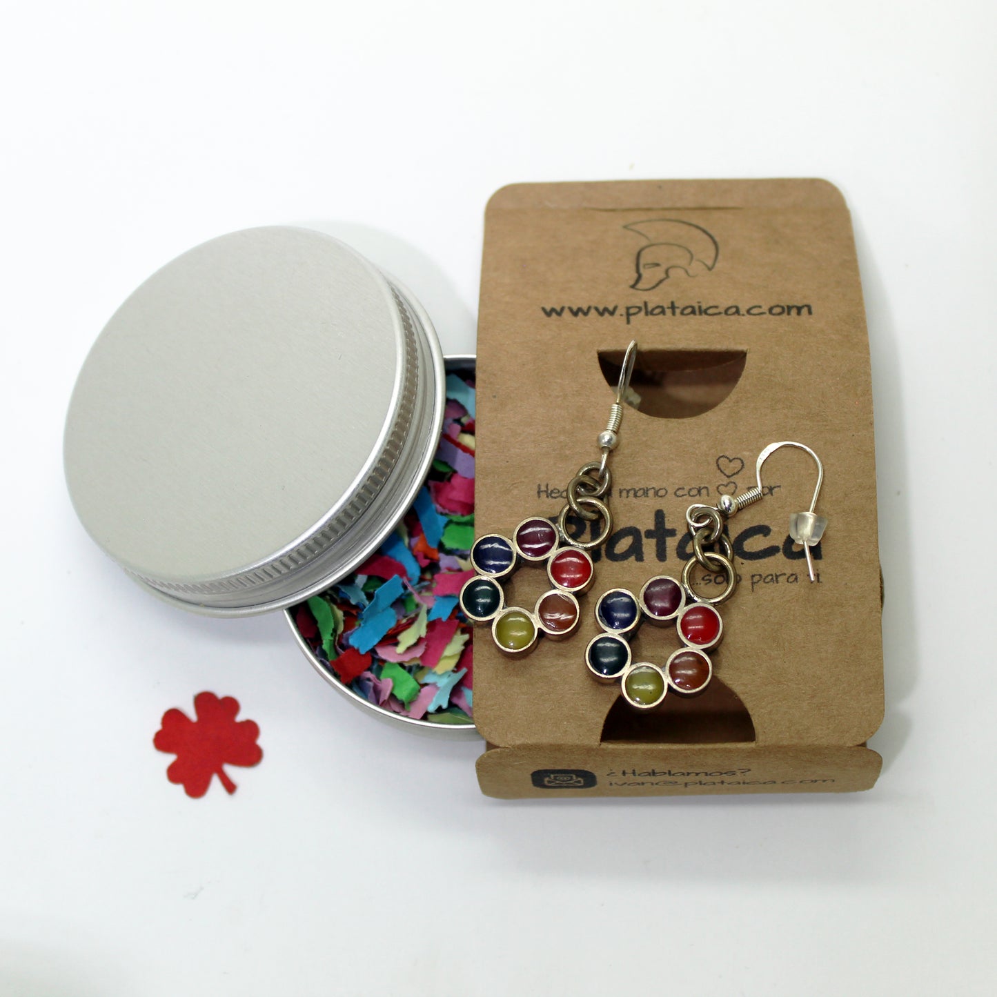 Pendientes "Grafito Multicolor" de latón y plata 925