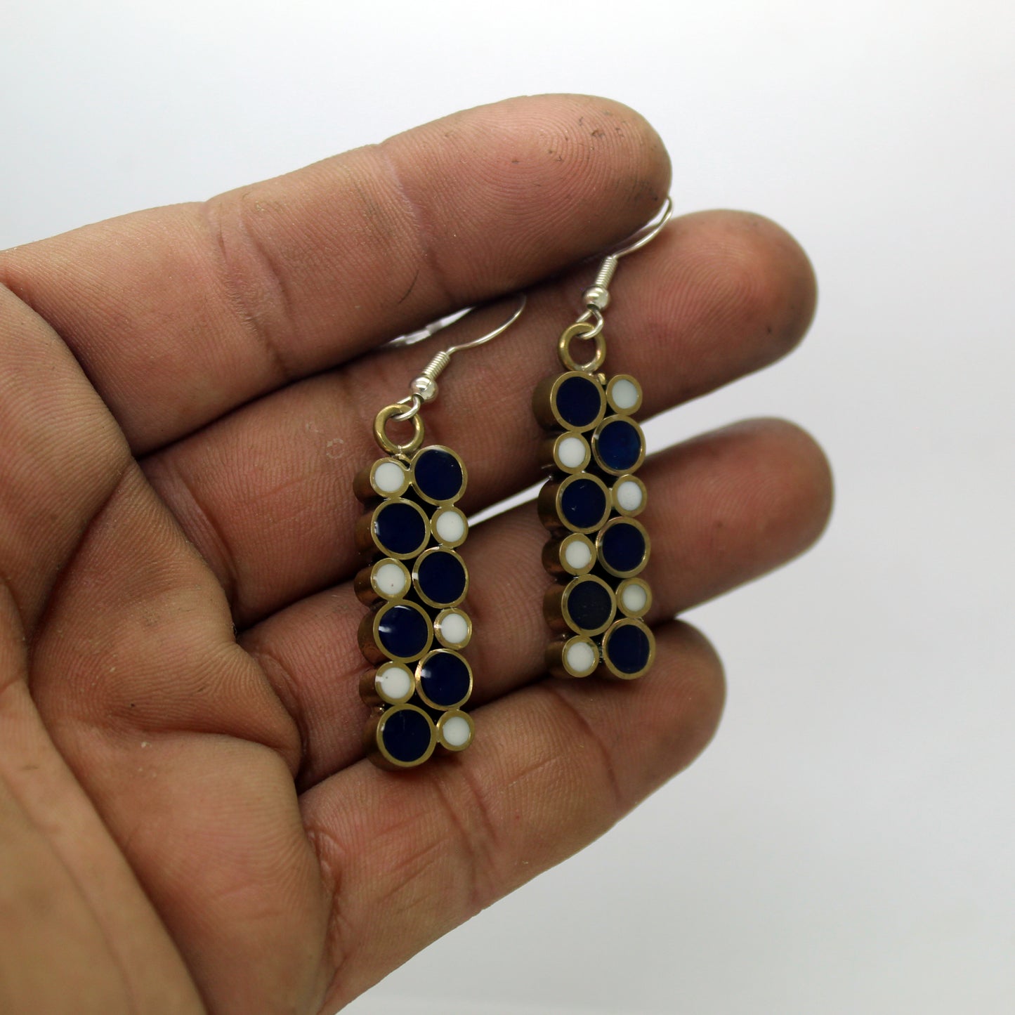 Pendientes "Olas de Medianoche" de latón y plata 925