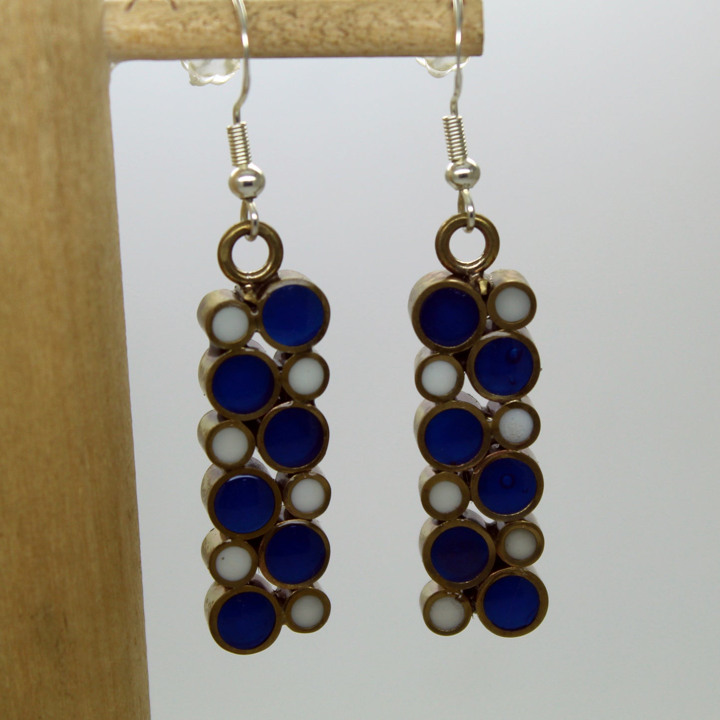 Pendientes "Olas de Medianoche" de latón y plata 925