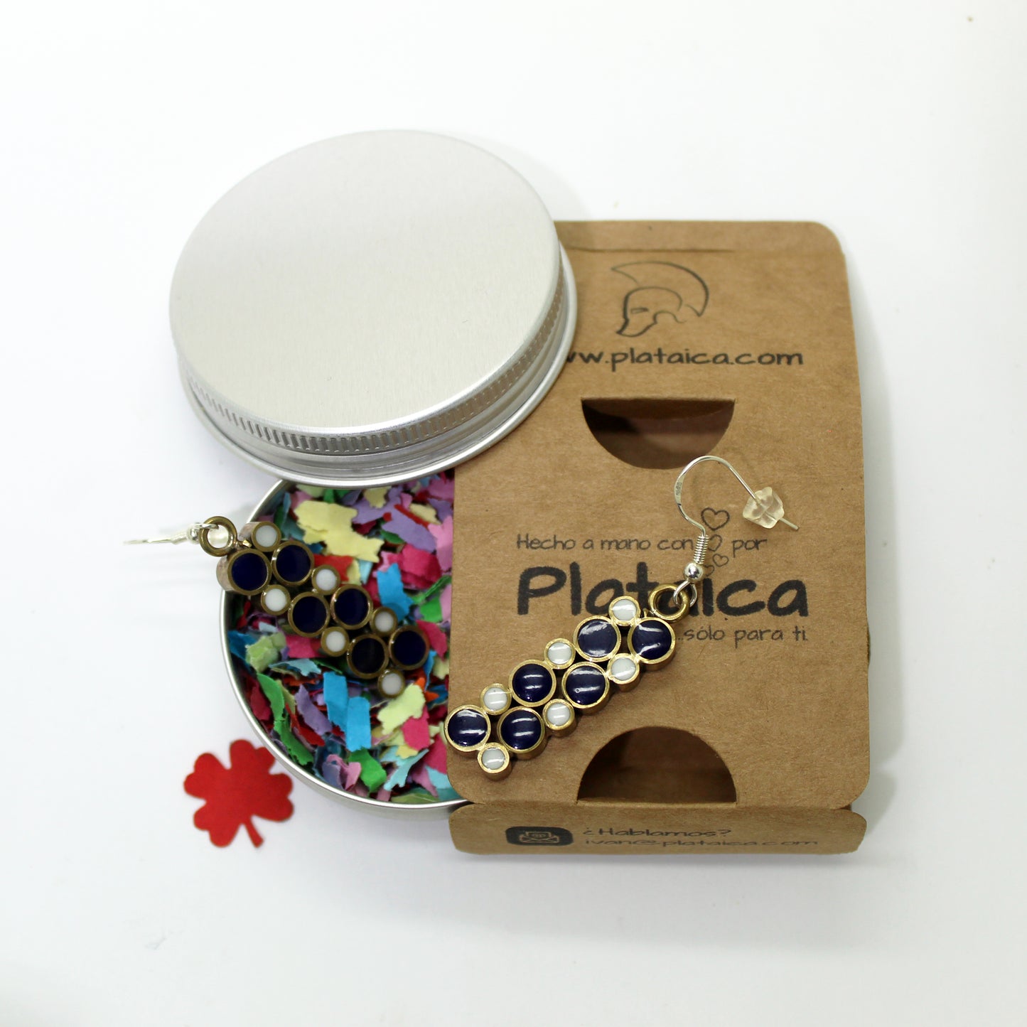 Pendientes "Olas de Medianoche" de latón y plata 925