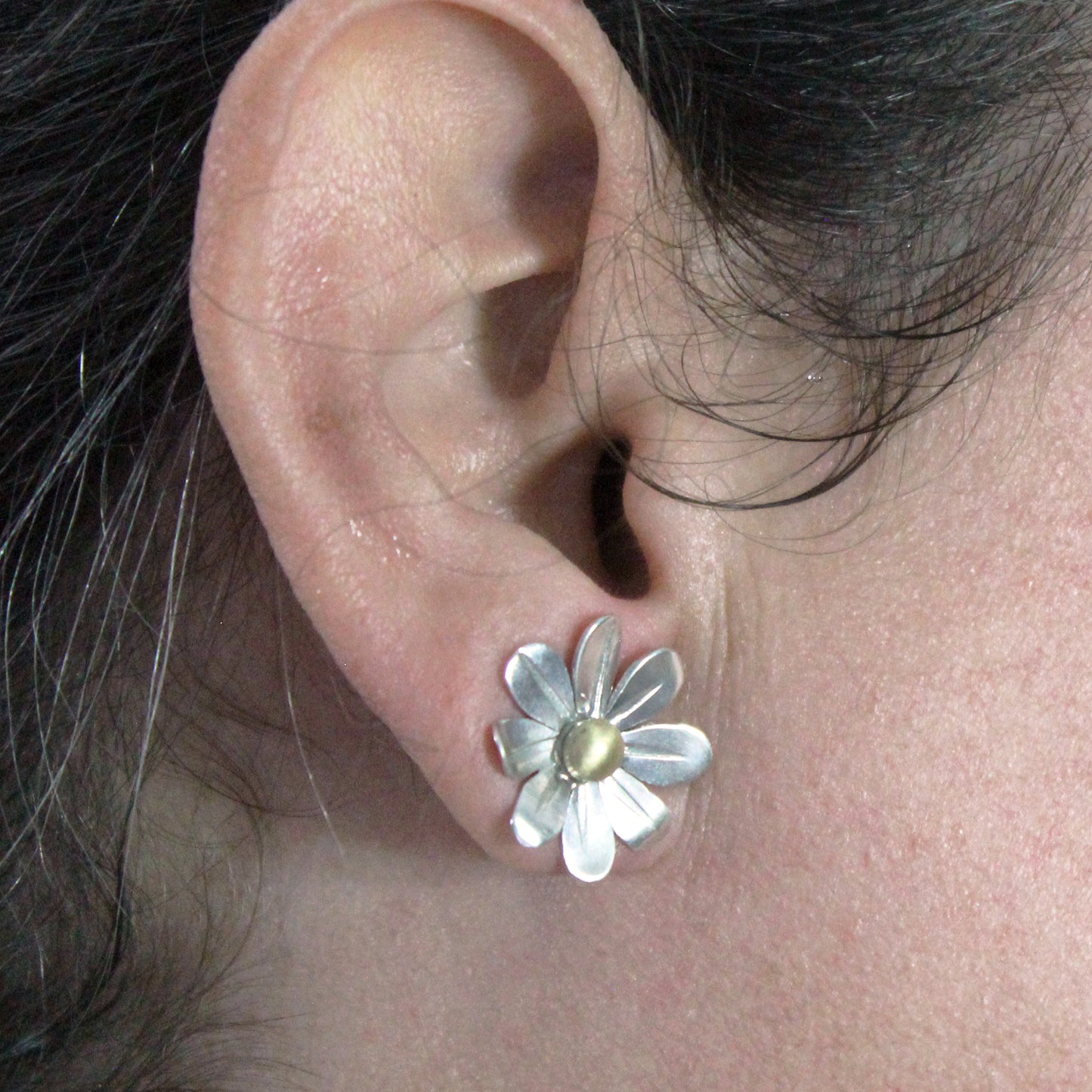 Pendientes Margaritas de plata 925 y latón