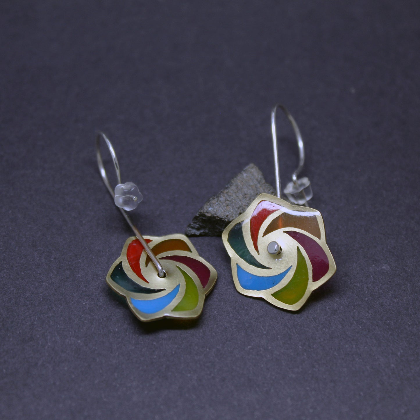 Pendientes Molinillo Multicolor en Latón y Plata 925