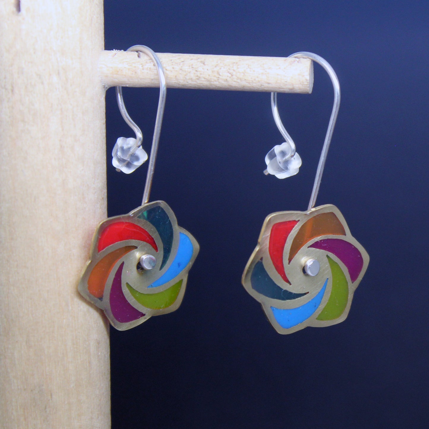 Pendientes Molinillo Multicolor en Latón y Plata 925
