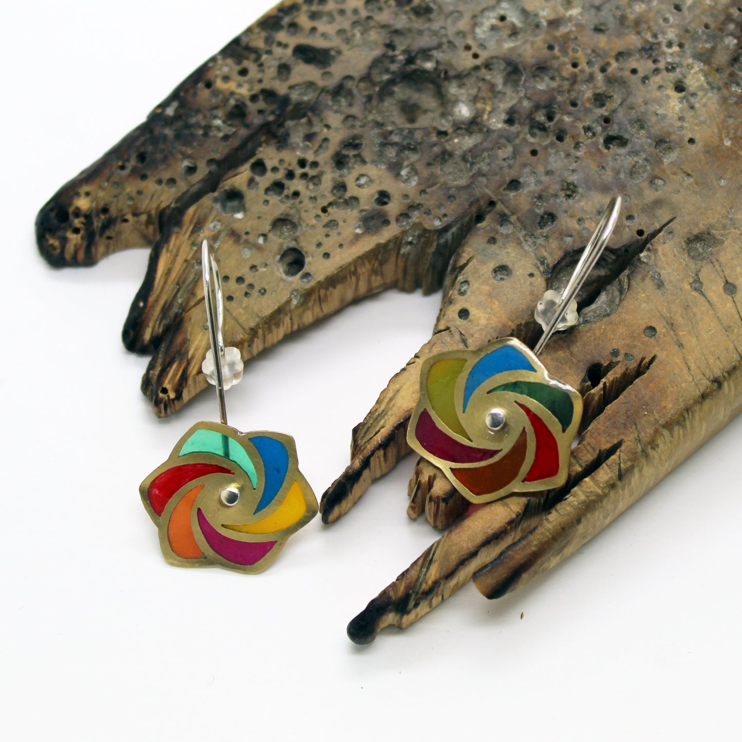 Pendientes Molinillo Multicolor en Latón y Plata 925