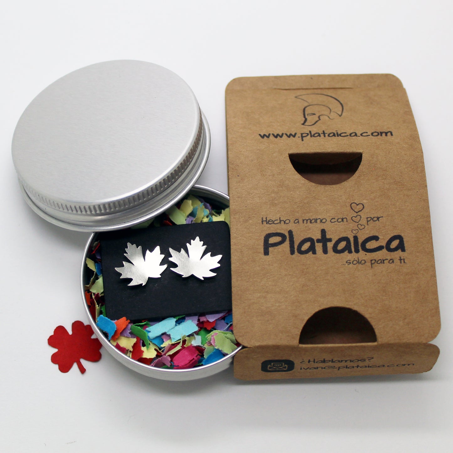 Pendientes hojas de arce en plata 925