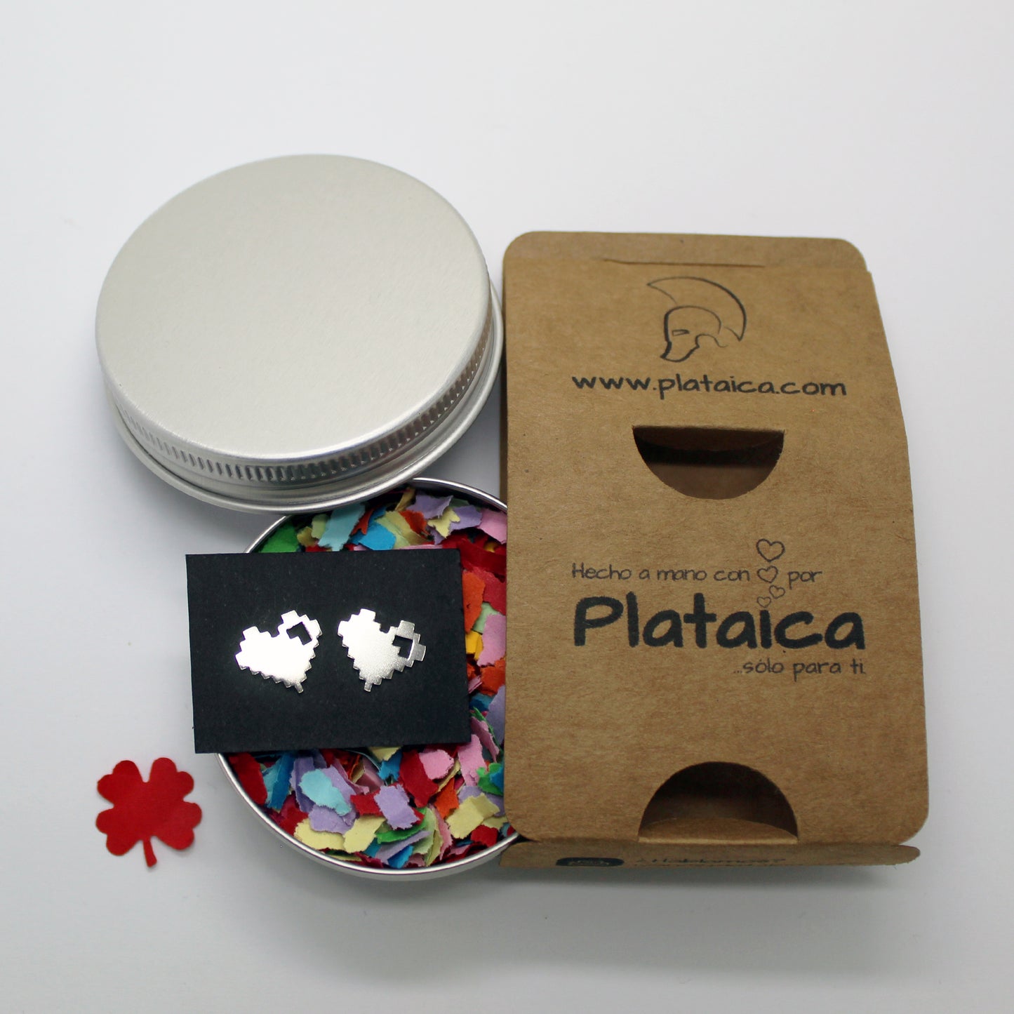 Pendientes 8 Bits Corazones de plata 925