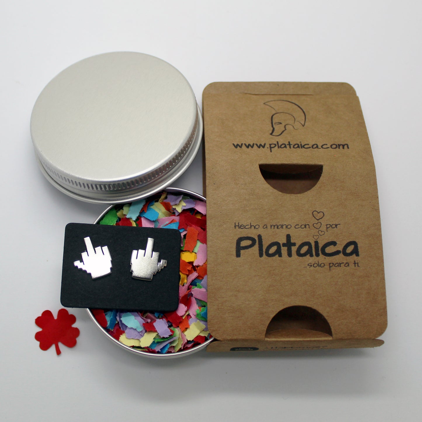Dedo del medio peineta 8 bits Pendientes de plata 925