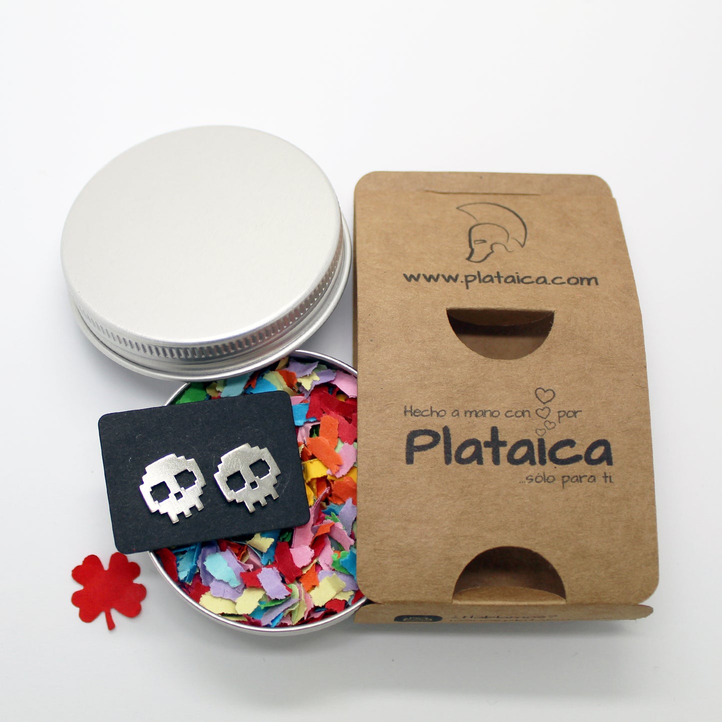 Calaveras 8 bits Pendientes de plata 925