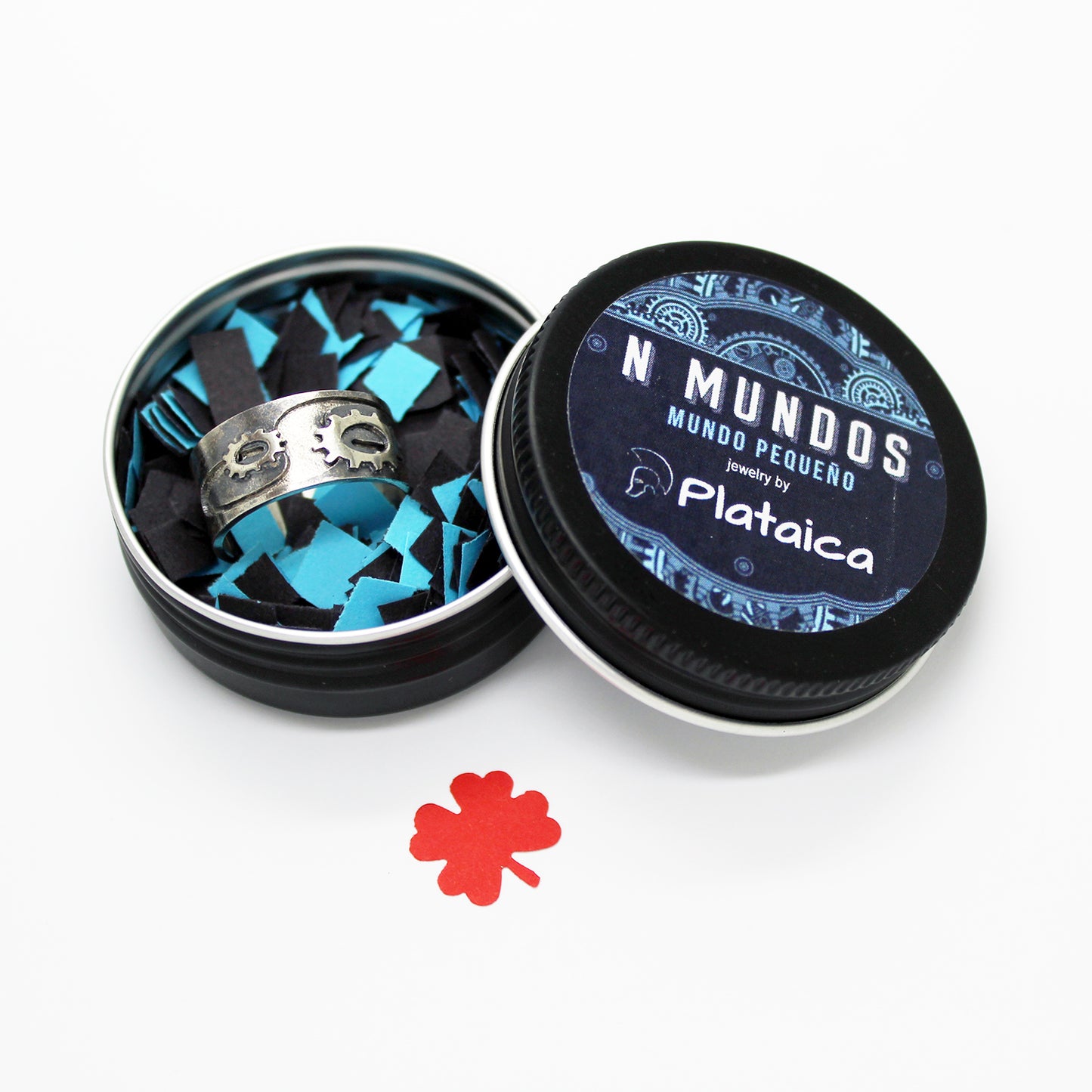 Anillo N Mundos en plata 925