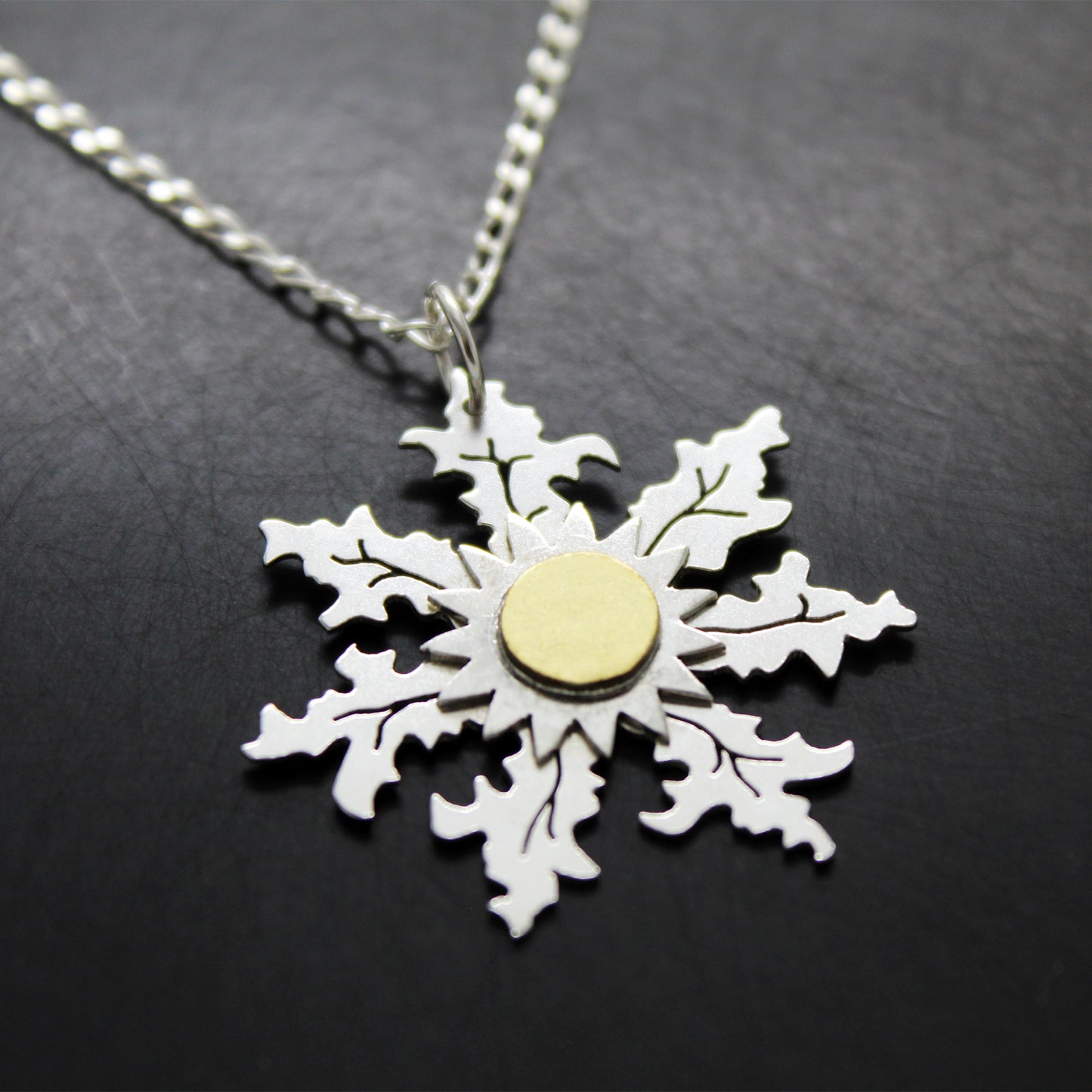 Eguzkilore pendant in 925 silver and brass