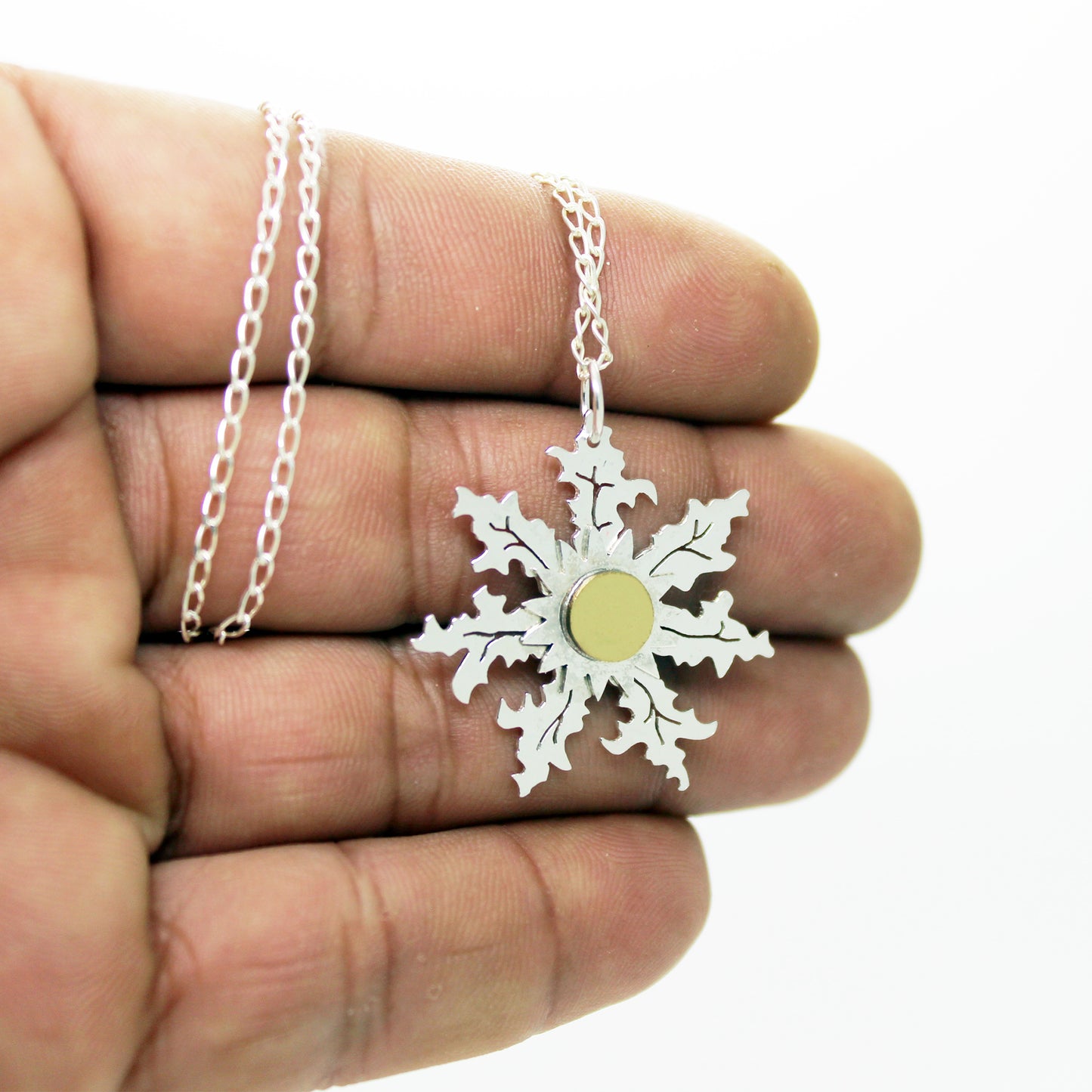 Eguzkilore pendant in 925 silver and brass