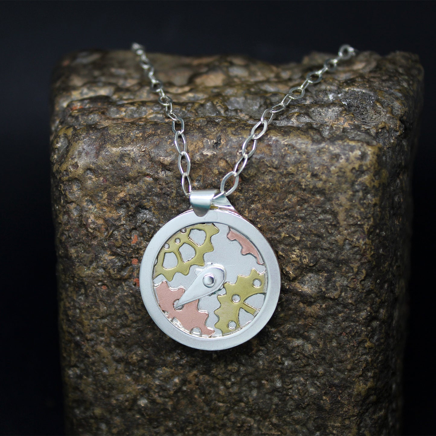 Colgante Brújula de las Hadas en plata 925, latón y cobre