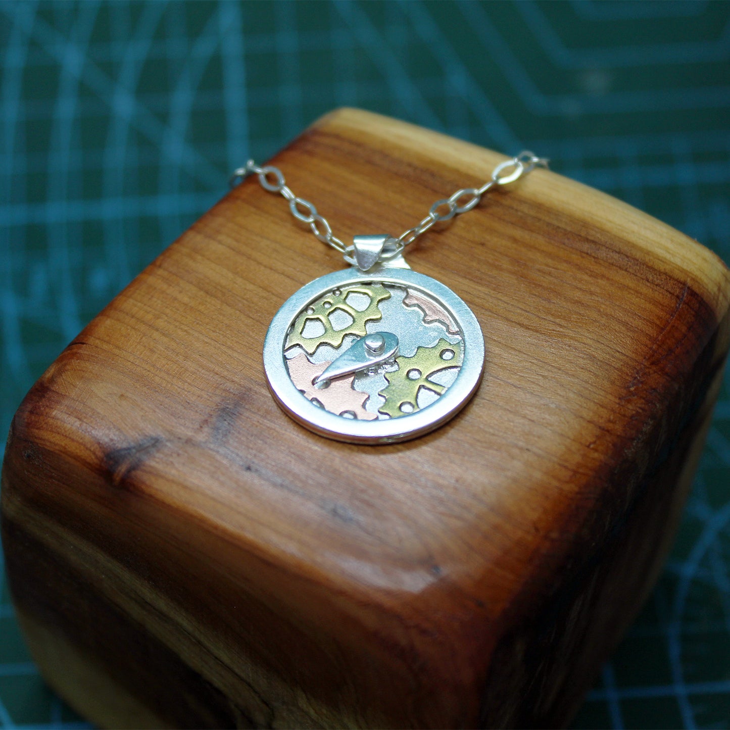 Colgante Brújula de las Hadas en plata 925, latón y cobre