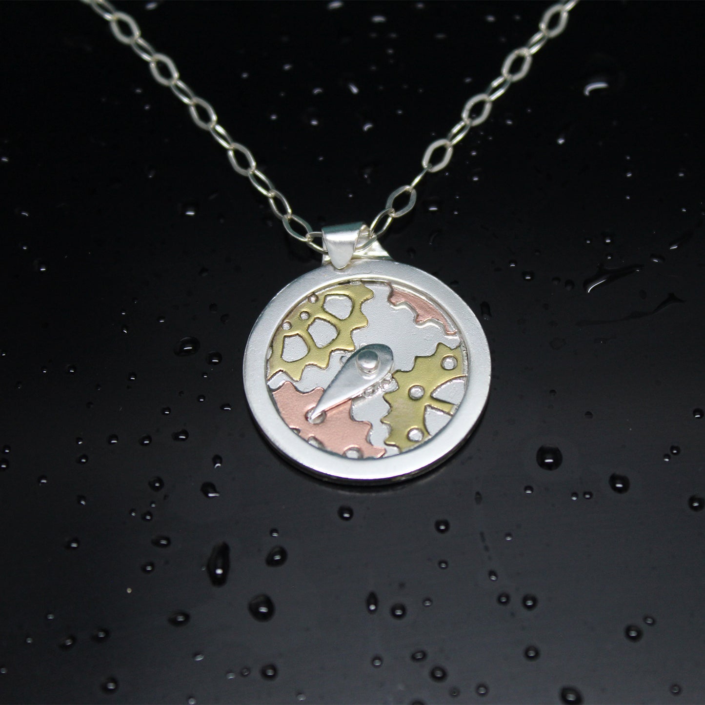 Colgante Brújula de las Hadas en plata 925, latón y cobre